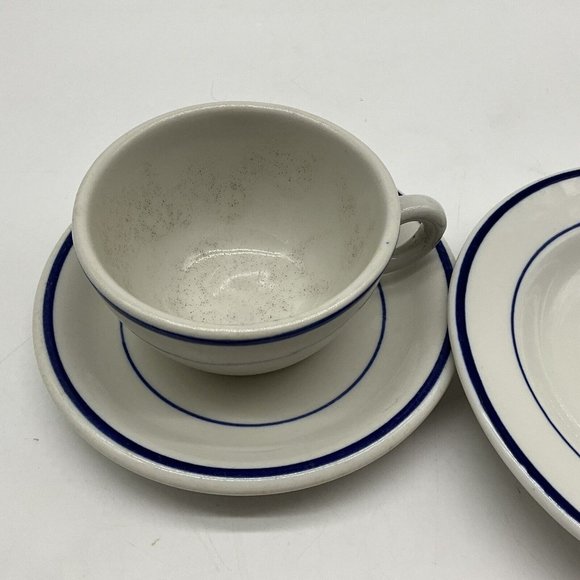 Shenango Vtg Navy China Restaurant Ware Includes Cup and Saucer and Small Bowl - Picture 7 of 16